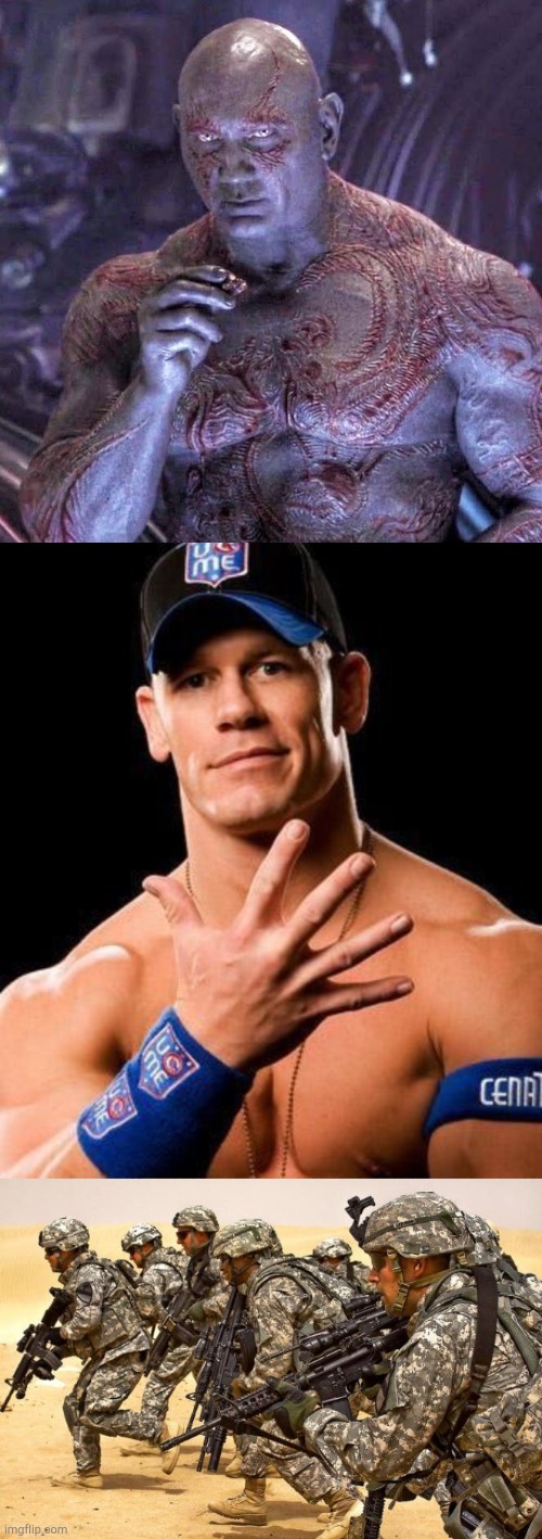 image tagged in drax the destroyer eating,john cena,military | made w/ Imgflip meme maker
