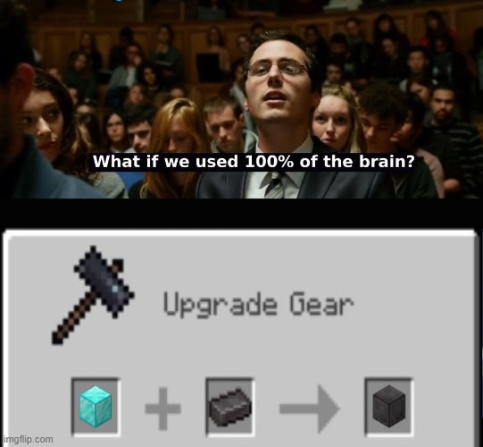 What if we used 100 % of the brain? | image tagged in what if we used 100 of the brain,minecraft,netherite,diamond block,netherite block | made w/ Imgflip meme maker