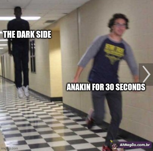 running from shadow | THE DARK SIDE; ANAKIN FOR 30 SECONDS | image tagged in running from shadow | made w/ Imgflip meme maker