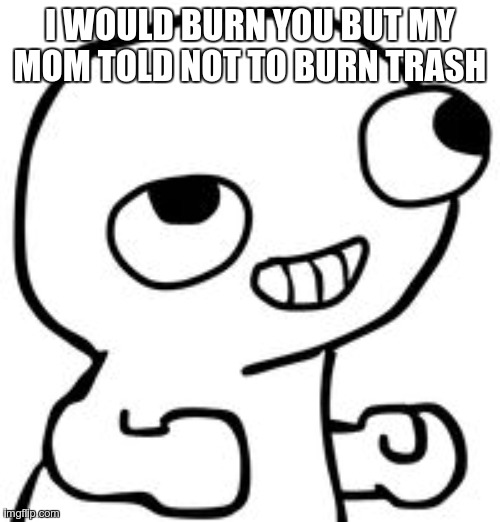 fsjal | I WOULD BURN YOU BUT MY MOM TOLD NOT TO BURN TRASH | image tagged in fsjal | made w/ Imgflip meme maker