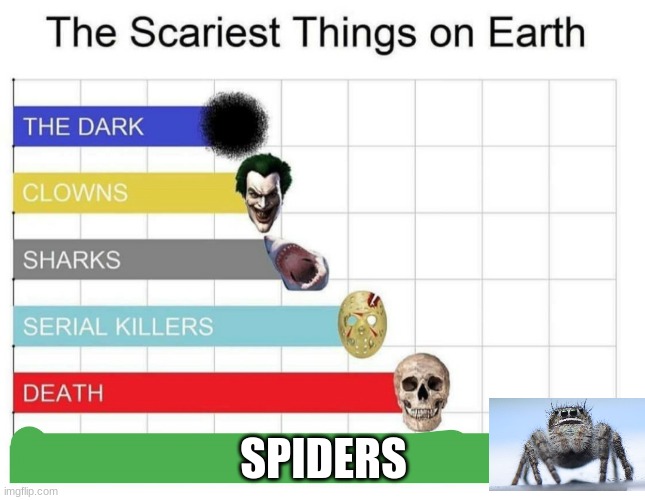 spiders | SPIDERS | image tagged in scariest things on earth | made w/ Imgflip meme maker