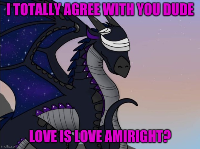 Starflight | I TOTALLY AGREE WITH YOU DUDE LOVE IS LOVE AMIRIGHT? | image tagged in starflight | made w/ Imgflip meme maker