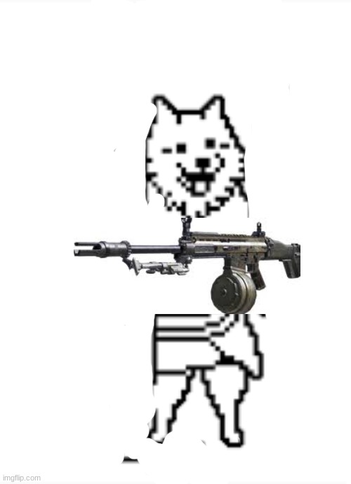 dog with a lmg | image tagged in dog with a lmg | made w/ Imgflip meme maker