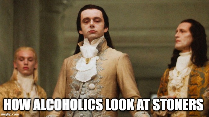 Alcoholics | HOW ALCOHOLICS LOOK AT STONERS | image tagged in stoners,alcoholic,twilight,funny | made w/ Imgflip meme maker
