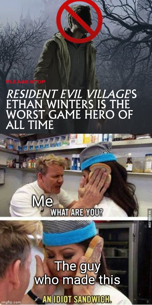 Bruh | Me; The guy who made this | image tagged in idiot sandwich,funny,memes,oh wow are you actually reading these tags | made w/ Imgflip meme maker