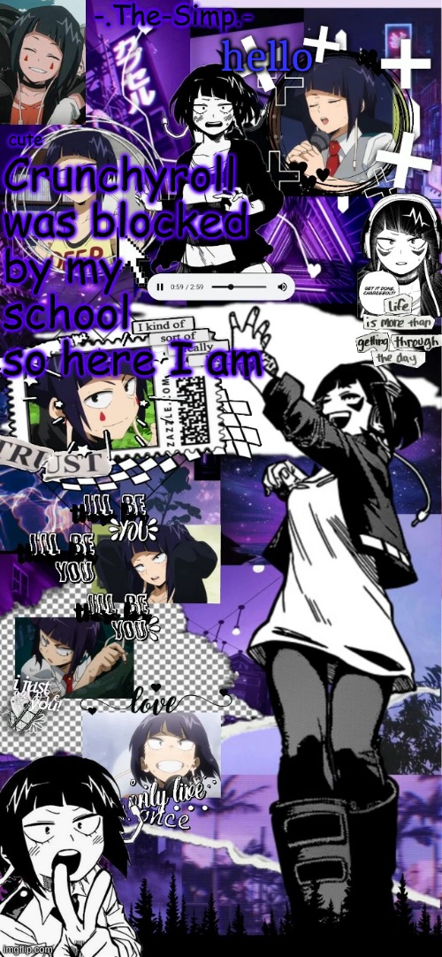 e | hello; Crunchyroll was blocked by my school so here I am | image tagged in e | made w/ Imgflip meme maker