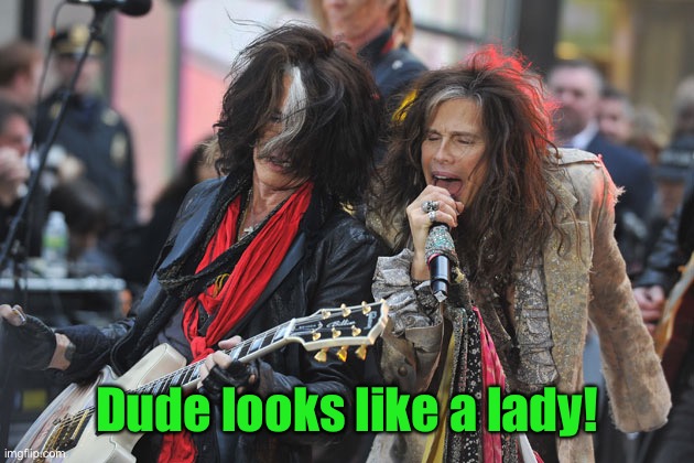 Aerosmith | Dude looks like a lady! | image tagged in aerosmith | made w/ Imgflip meme maker