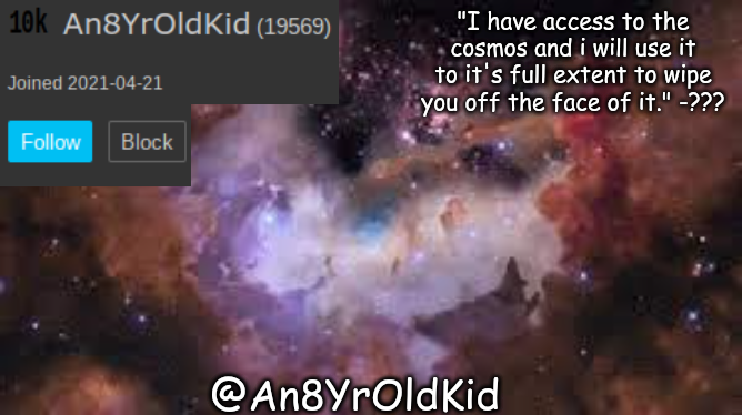 An8YrOldKid announcement Blank Meme Template