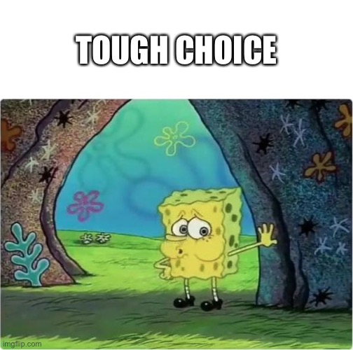 Tired Spongebob | TOUGH CHOICE | image tagged in tired spongebob | made w/ Imgflip meme maker