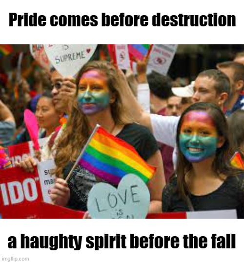 Proverbs 16:8 | Pride comes before destruction; a haughty spirit before the fall | image tagged in pride,self righteousness,pompous,insecurity,lefties,godless | made w/ Imgflip meme maker