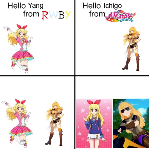 Hello Yang from RWBY | Yang; Ichigo | image tagged in hello person from | made w/ Imgflip meme maker