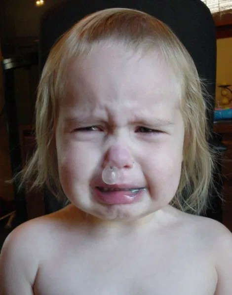 Crying toddler snot bubble Blank Meme Template