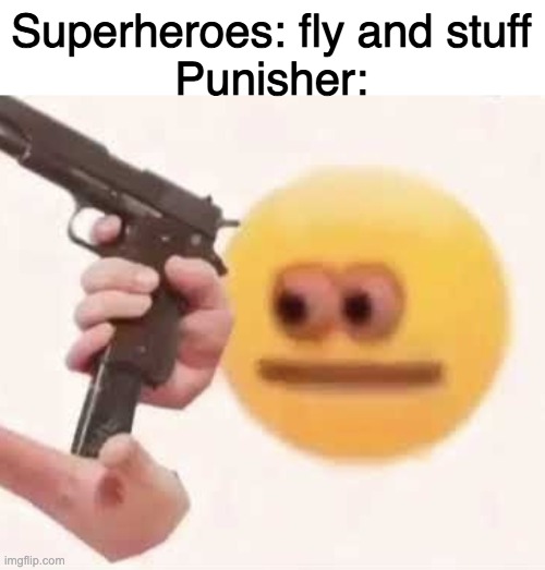 The Punisher | Superheroes: fly and stuff
Punisher: | image tagged in punisher,the punisher | made w/ Imgflip meme maker