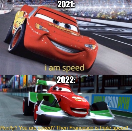 You think 2021’s going by fast? Wait until 2022! | 2021:; 2022: | image tagged in i am speed but triple speed,2021,2022 | made w/ Imgflip meme maker