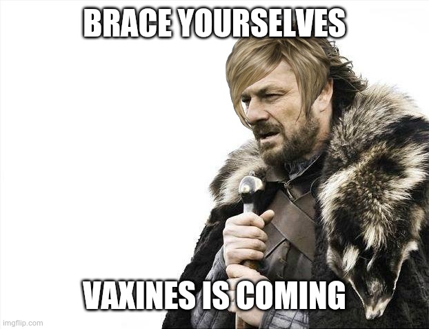Have a noice day yall | BRACE YOURSELVES; VAXINES IS COMING | image tagged in memes,brace yourselves x is coming,karens,antivax | made w/ Imgflip meme maker