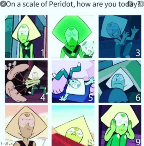 Remember her? | image tagged in on a scale of peridot,peridot,steven universe | made w/ Imgflip meme maker