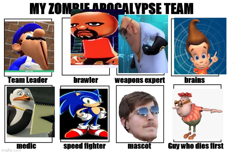 I am smart | image tagged in my zombie apocalypse team | made w/ Imgflip meme maker