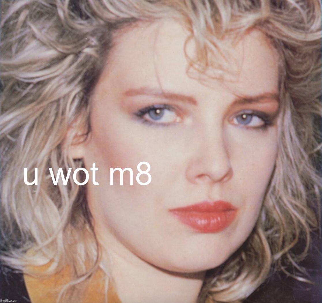 Kim Wilde u wot m8 | image tagged in kim wilde u wot m8 | made w/ Imgflip meme maker