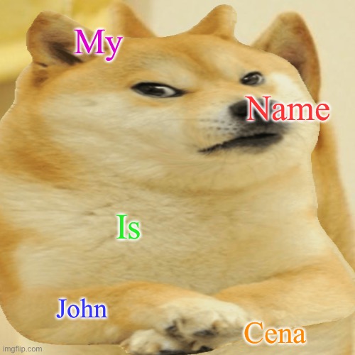 My; Name; Is; John; Cena | image tagged in funny memes | made w/ Imgflip meme maker