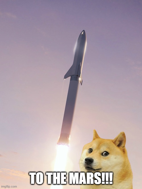Doge to the Mars | TO THE MARS!!! | image tagged in doge,spacex,starship,mars,space,crypto | made w/ Imgflip meme maker
