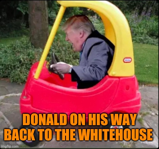 Trump to the rescue | DONALD ON HIS WAY BACK TO THE WHITEHOUSE | image tagged in trump | made w/ Imgflip meme maker