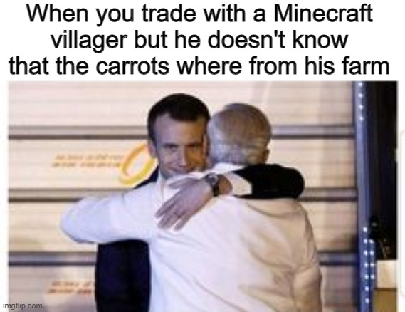 All Minecraft players can relate | When you trade with a Minecraft villager but he doesn't know that the carrots where from his farm | image tagged in funny | made w/ Imgflip meme maker