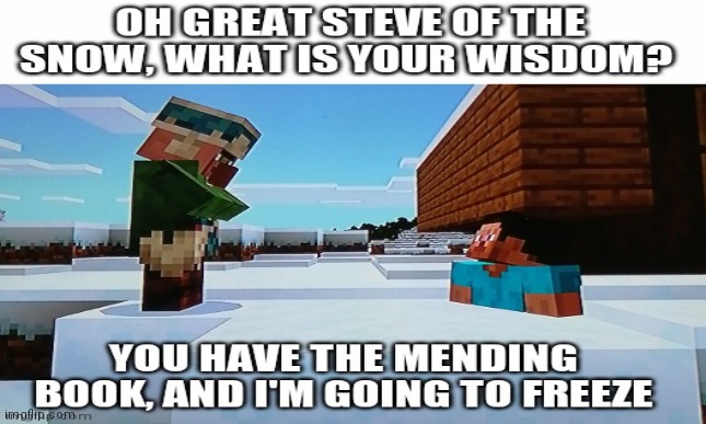 oh great steve of the snow | image tagged in minecraft,minecraft steve,minecraft memes | made w/ Imgflip meme maker