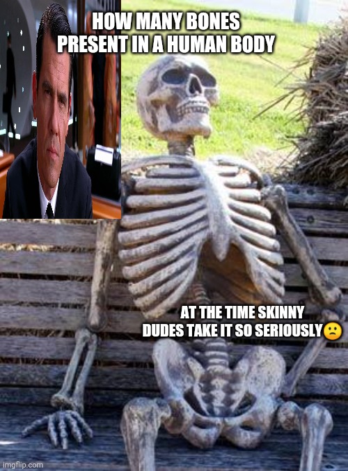 Cool skinny guys? | HOW MANY BONES PRESENT IN A HUMAN BODY; AT THE TIME SKINNY DUDES TAKE IT SO SERIOUSLY🙁 | image tagged in memes | made w/ Imgflip meme maker