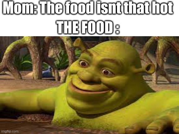 The food be like tho | Mom: The food isnt that hot; THE FOOD : | image tagged in shrek,hot,food,hot shrek,mom the food isnt that hot | made w/ Imgflip meme maker