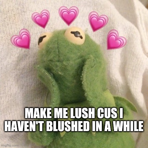 pls | MAKE ME LUSH CUS I HAVEN'T BLUSHED IN A WHILE | image tagged in blushing kermit | made w/ Imgflip meme maker