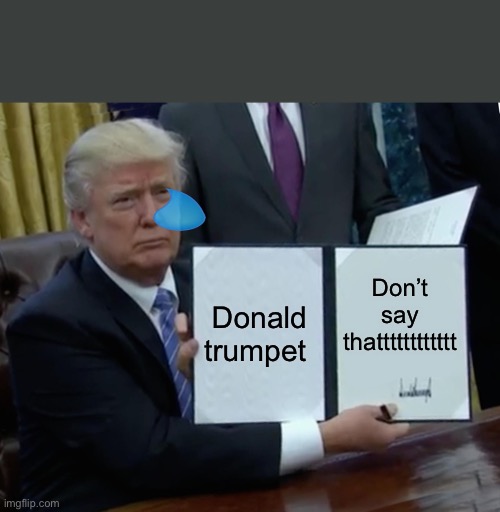 Trump Bill Signing | Donald trumpet; Don’t say thatttttttttttt | image tagged in memes,trump bill signing | made w/ Imgflip meme maker