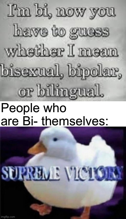 Not an original joke | People who are Bi- themselves: | made w/ Imgflip meme maker