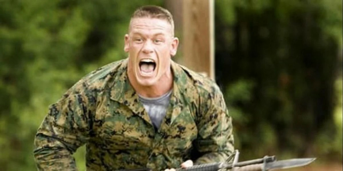 John Cena in camouflage with gun 2 Blank Meme Template