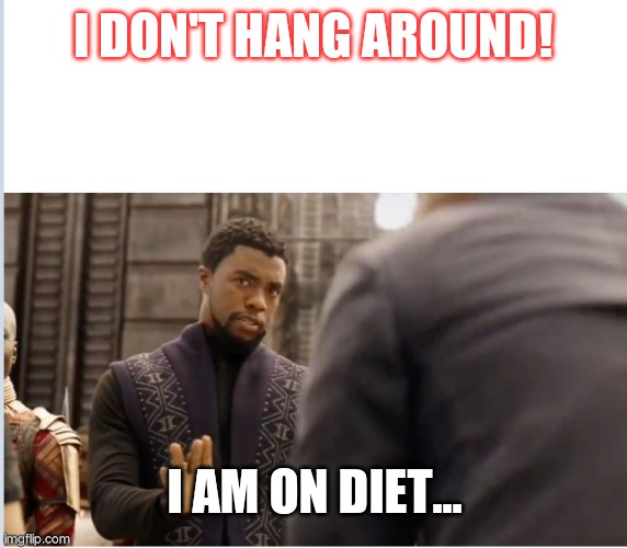 We don't do that here | I DON'T HANG AROUND! I AM ON DIET... | image tagged in we don't do that here | made w/ Imgflip meme maker