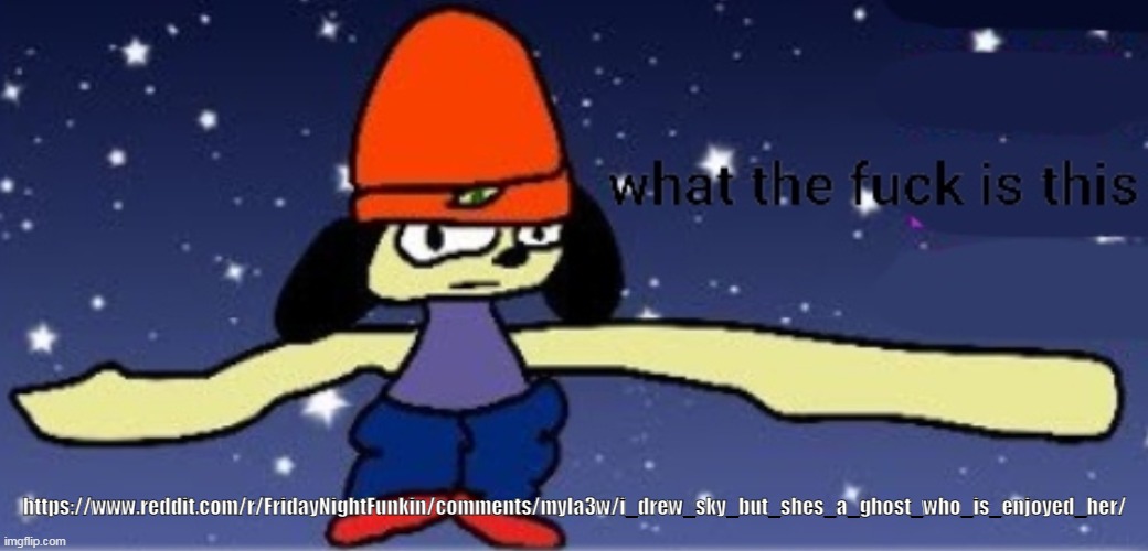 https://www.reddit.com/r/FridayNightFunkin/comments/myla3w/i_drew_sky_but_shes_a_ghost_who_is_enjoyed_her/ | made w/ Imgflip meme maker