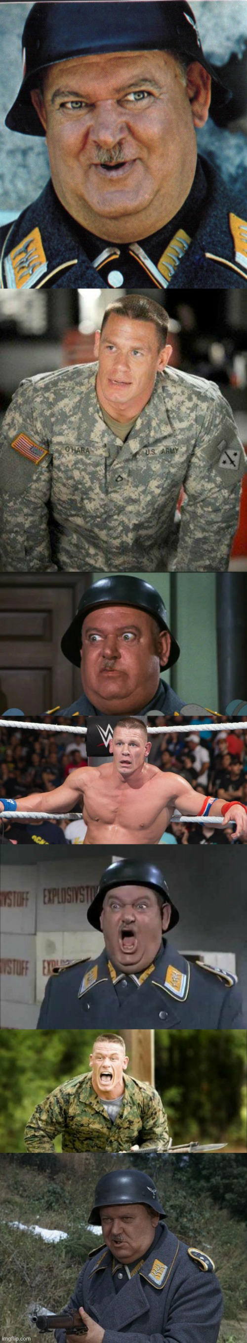 High Quality John Cena and Sergeant Schultz sequence Blank Meme Template