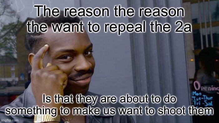 This is just facts | The reason the reason the want to repeal the 2a; Is that they are about to do something to make us want to shoot them | image tagged in memes,roll safe think about it,2nd amendment,america | made w/ Imgflip meme maker