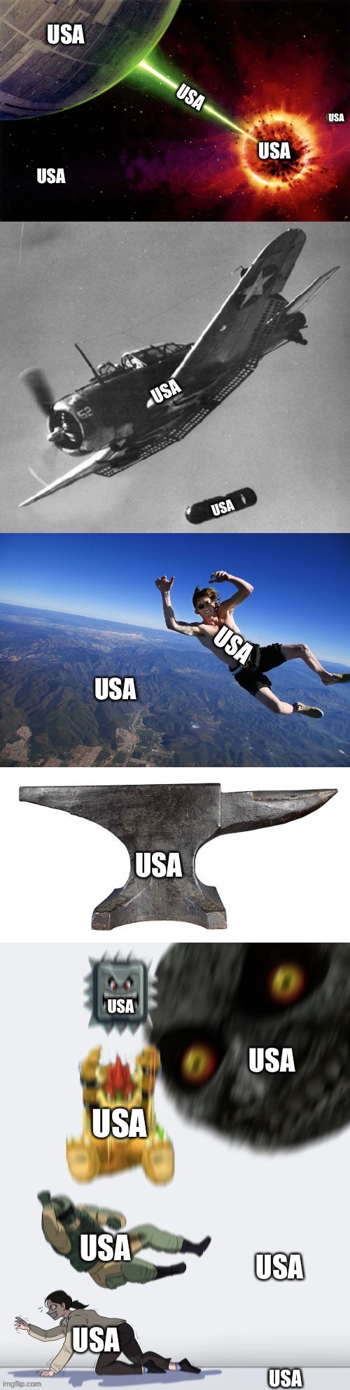 The USA in a nutshell | USA; USA; USA; USA; USA; USA; USA; USA; USA; USA; USA; USA; USA; USA; USA; USA; USA | image tagged in crushing combo extended,usa | made w/ Imgflip meme maker