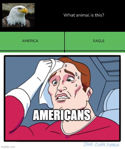 I think it's an america or something |  AMERICANS | image tagged in memes,america | made w/ Imgflip meme maker