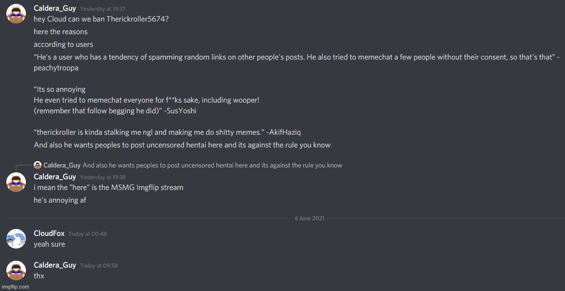 wowie,  Therickroller5674 is banned now | made w/ Imgflip meme maker