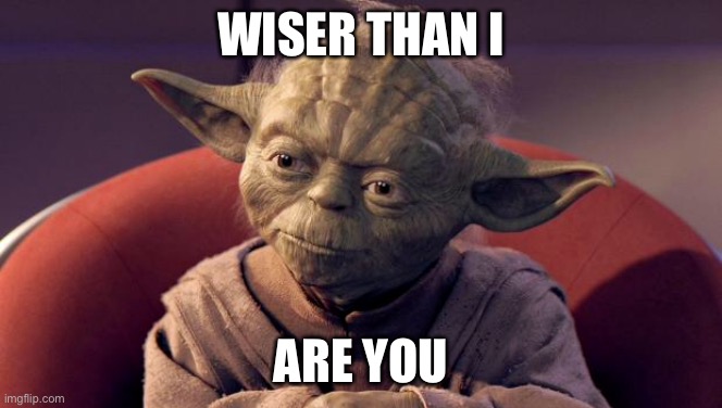 More wisdomous than Yoda |  WISER THAN I; ARE YOU | image tagged in yoda wisdom,wise,yoda,wisdom,words of wisdom | made w/ Imgflip meme maker