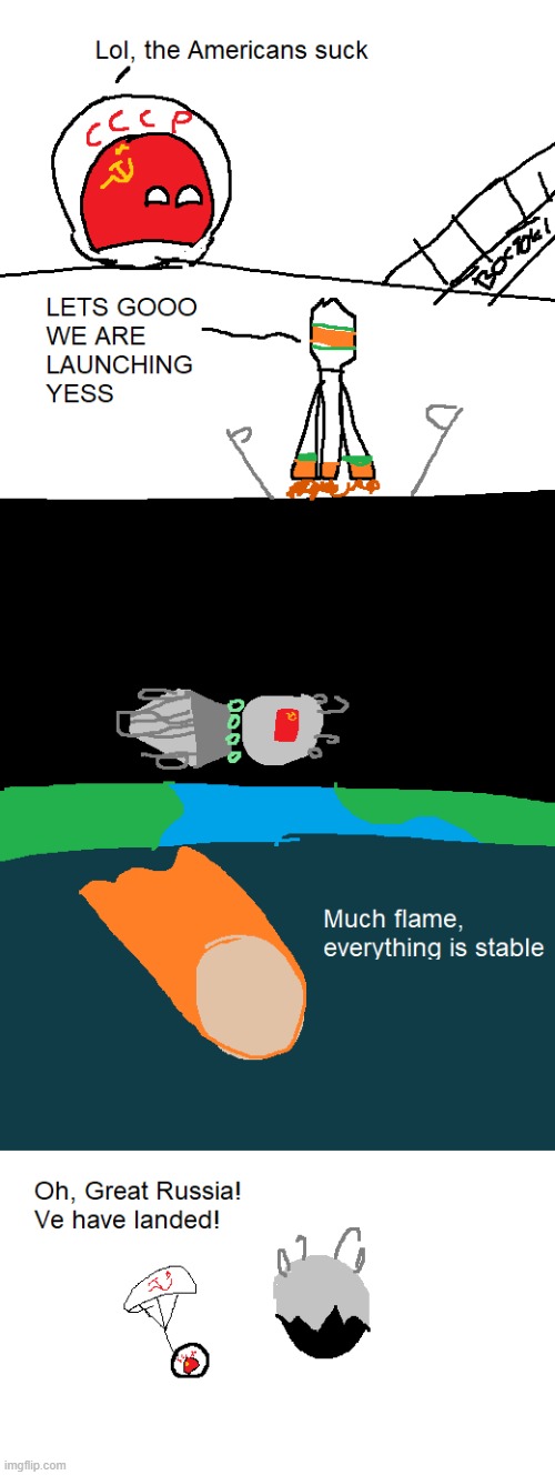 Vostok 1 makes Soviet Unionball first countryball in space, 1961 (colorized) | made w/ Imgflip meme maker