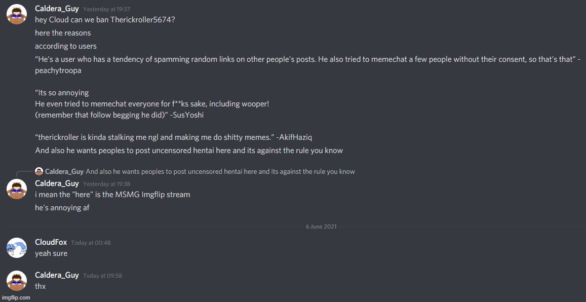 Just for reminder, Therickroller5674 is banned | made w/ Imgflip meme maker