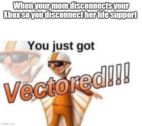 Get Vectored | When your mom disconnects your Xbox so you disconnect her life support | image tagged in get vectored | made w/ Imgflip meme maker