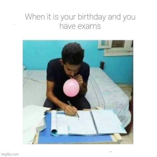 When it is your birthday but you have some exams | image tagged in funny memes | made w/ Imgflip meme maker