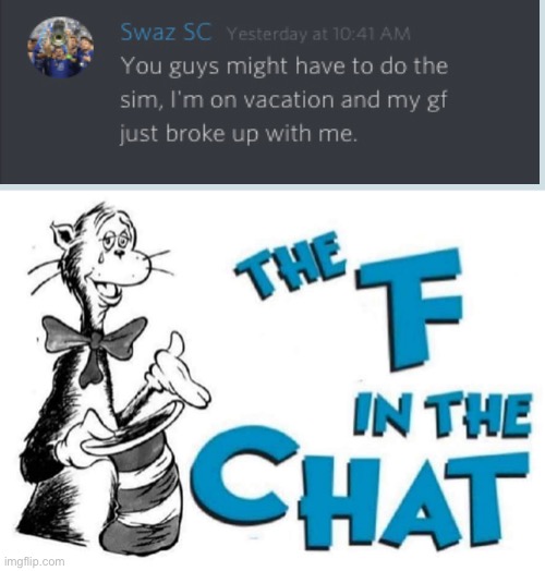 Got pinged and found this, F | image tagged in the f in the chat | made w/ Imgflip meme maker