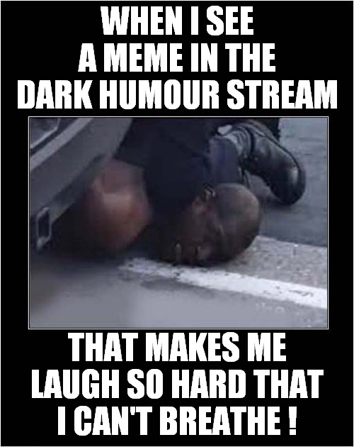 Laughing Too Hard ? | WHEN I SEE A MEME IN THE DARK HUMOUR STREAM; THAT MAKES ME LAUGH SO HARD THAT I CAN'T BREATHE ! | image tagged in memes,too funny,breathe,dark humour | made w/ Imgflip meme maker