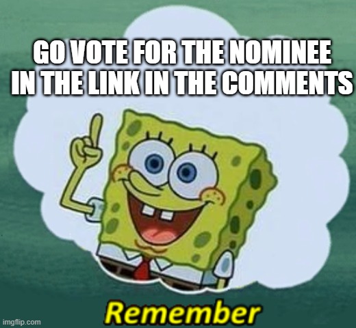 Remember | GO VOTE FOR THE NOMINEE IN THE LINK IN THE COMMENTS | image tagged in remember | made w/ Imgflip meme maker