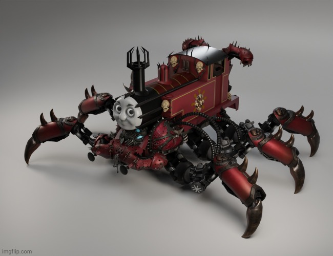 Train dresses up as SpiderDemon for Halloween! | image tagged in thomas the chaos engine | made w/ Imgflip meme maker