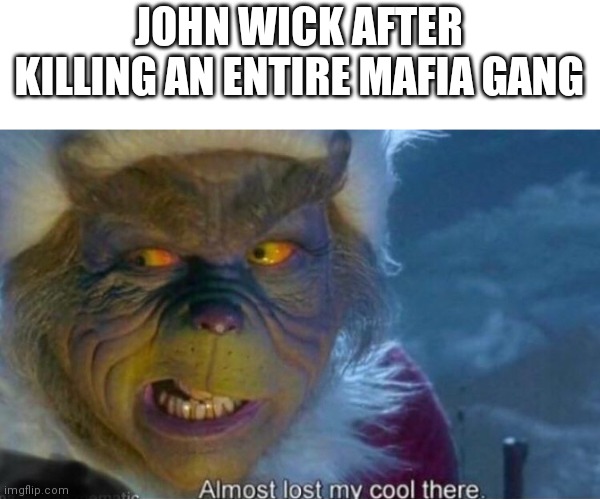 The grinch | JOHN WICK AFTER KILLING AN ENTIRE MAFIA GANG | image tagged in the grinch | made w/ Imgflip meme maker